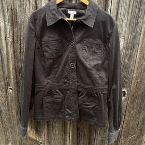 Charter Club Black Utility Jacket Cotton Size XL